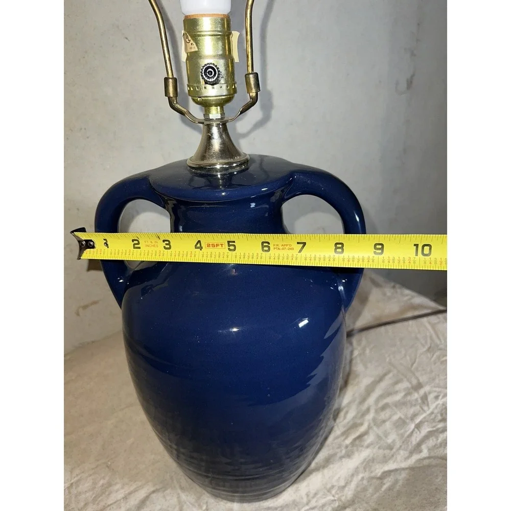 Vintage Leviton Lamp Cobalt Blue Ceramic Vase Style With Handles